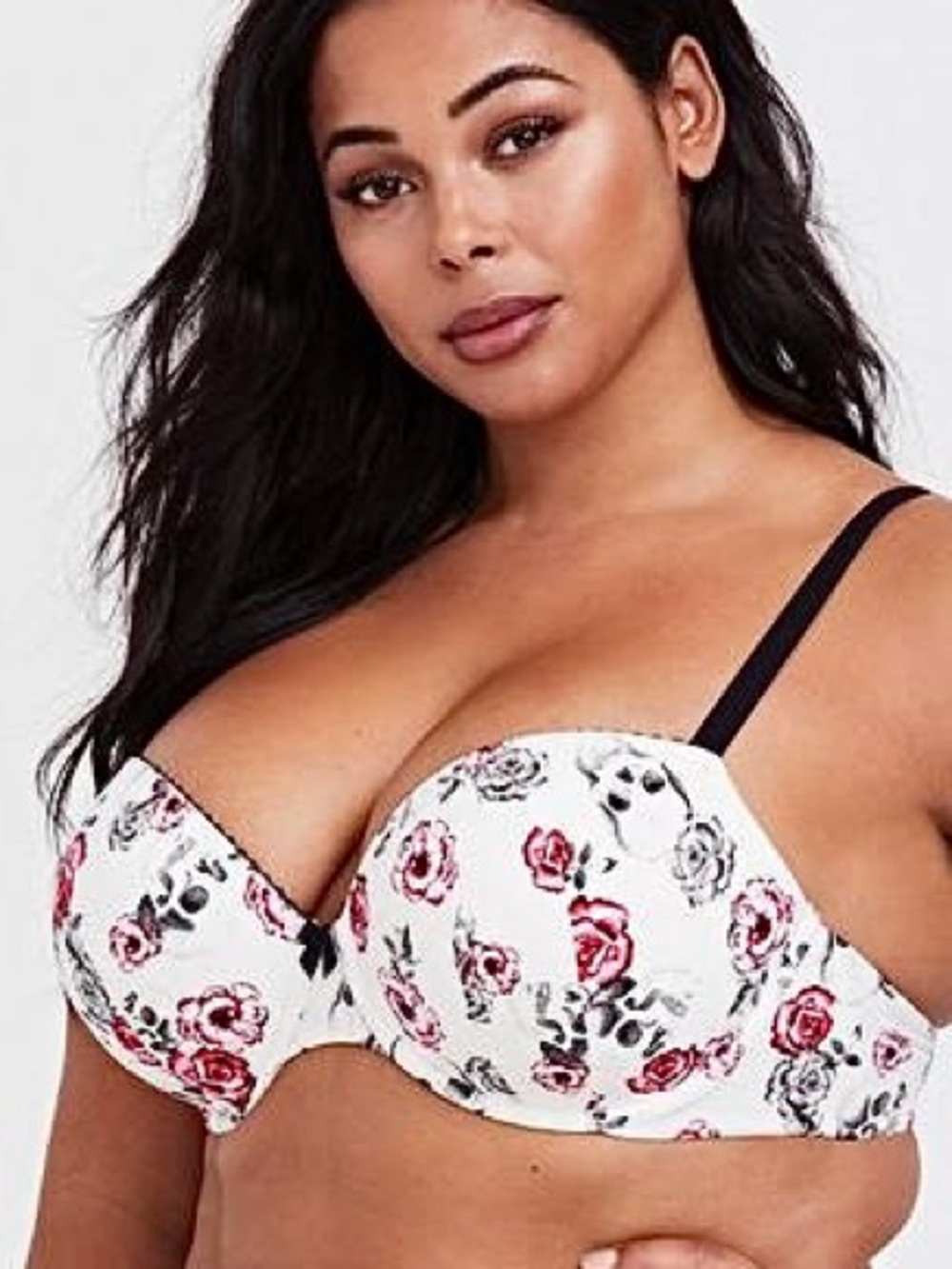 Torrid Curve Body™ white Skull red rose Floral Demi Bra white rockabilly 46DD - Picture 2 of 11